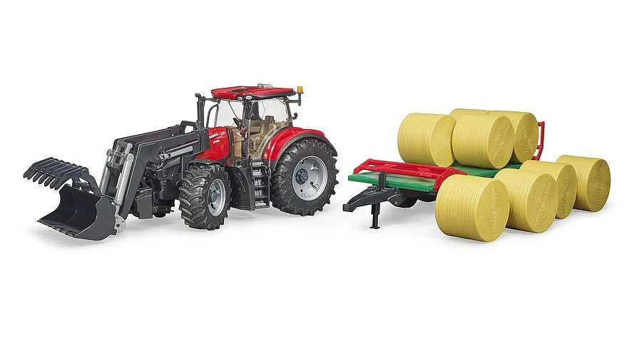 Bruder 03198 Case IH-Optum 300-CVX Met Voorlader En Platte Hooiwagen - Afbeelding 3