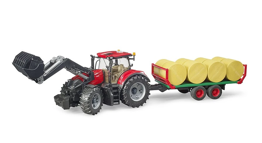 Bruder 03198 Case IH-Optum 300-CVX Met Voorlader En Platte Hooiwagen
