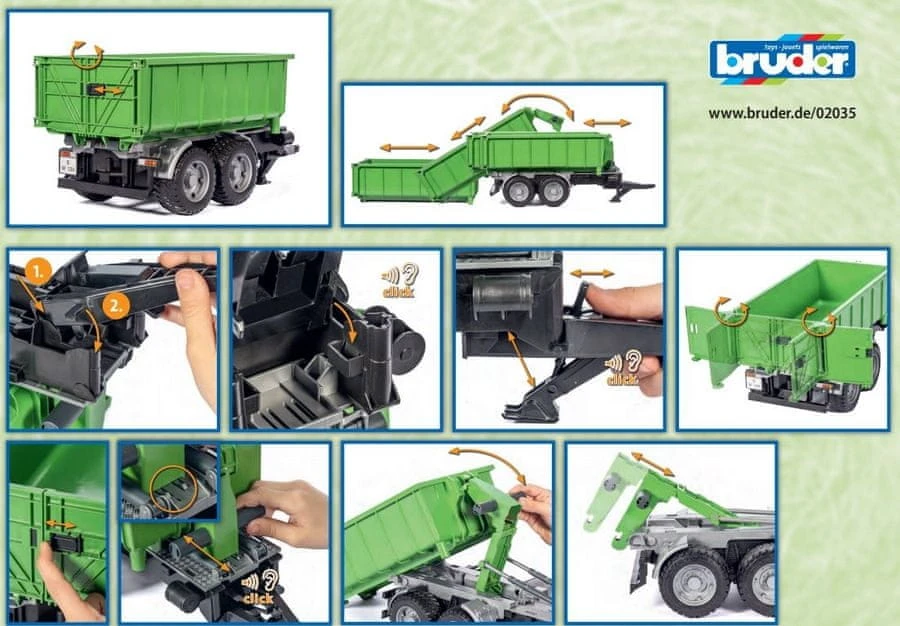 Bruder 2035 Tandemastrailer Met Containerafzetsysteem - Afbeelding 7