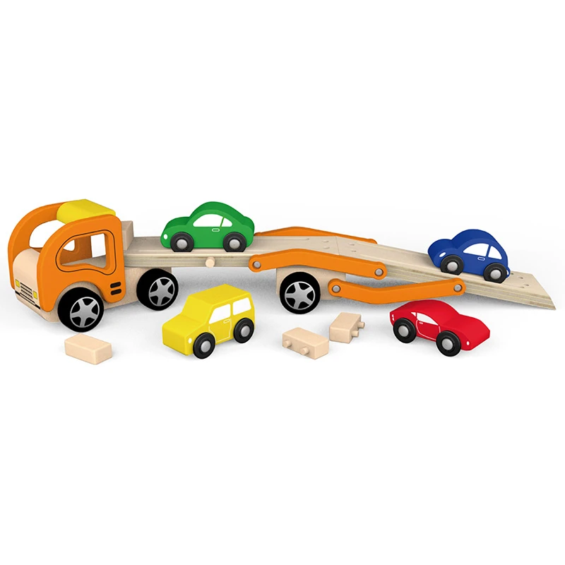 Houten Autotransporter Met 4 Auto’s Vigatoys - Afbeelding 3
