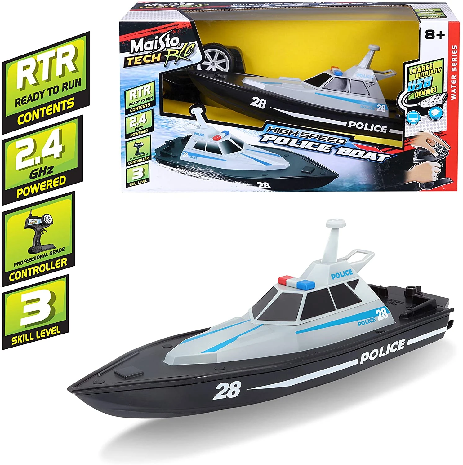 MAISTO TECH RC SPEED BOAT POLICE Radiografische Politieboot - Afbeelding 6
