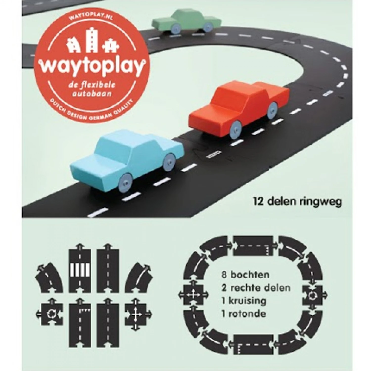 WayToPlay Ringroad Ringweg Rubber Flexibele Autobaan 12-dlg - Afbeelding 2